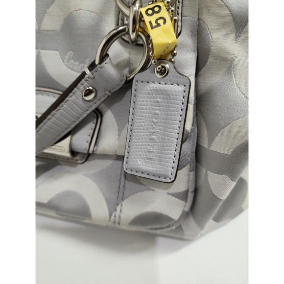 Authentic Coach Women Signature Logo Canvas Satchel Grey Fabric Silver Hardware - Picture 4 of 13